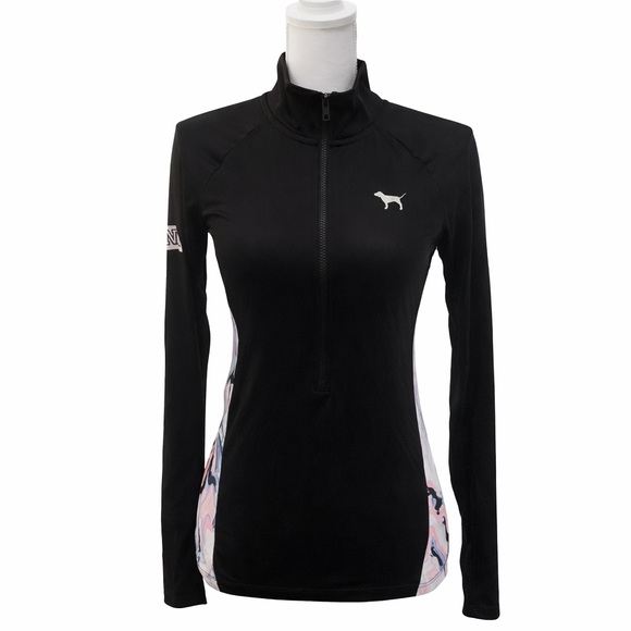 PINK Victoria's Secret Tops - 🖤 Victoria’s Secret Pink Ultimate Athletic Zip-Neck Pullover XS Black & Pink